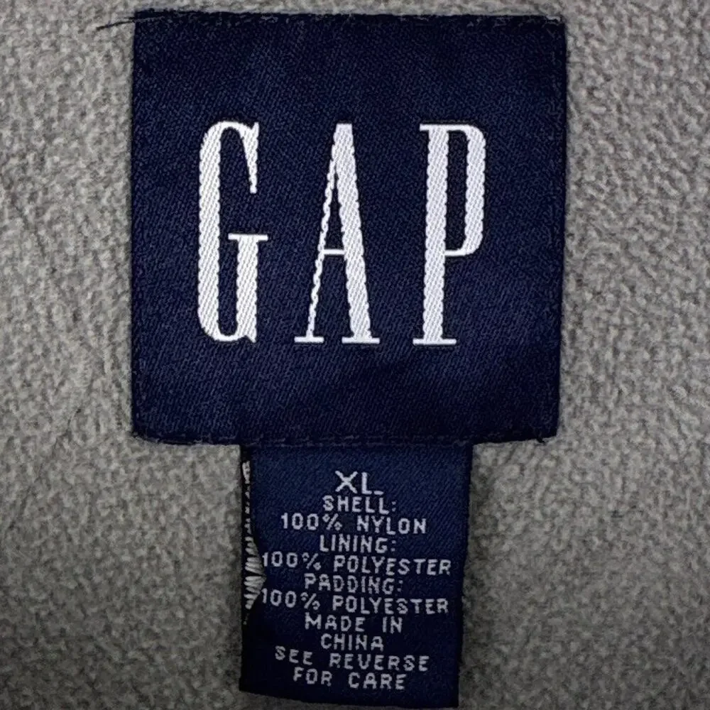 VTG Y2K Gap Cargo Utility Vest Mens XL Gray Nylon Fleece Skate Outdoors Hiking